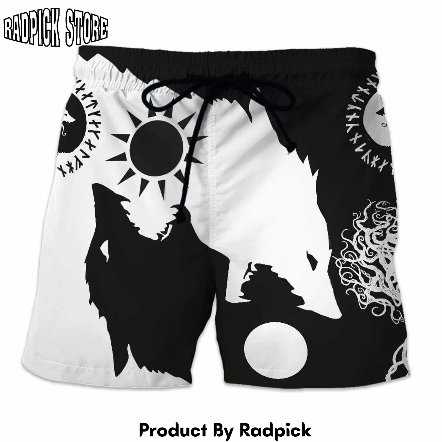 Radpick 3d custom beach shorts viking skoll and hati rp631613